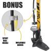 imageBV Bicycle Pump Durable Bike Floor Pump 1724 inch Smart Valve Head 160 psi Automatically Reversible Presta and SchraderDark Yellow