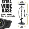 imageBV Bicycle Pump Durable Bike Floor Pump 1724 inch Smart Valve Head 160 psi Automatically Reversible Presta and SchraderSilver Full Size