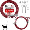 imageBV Dog Tie Out Cable 30 Feet  Heavy Duty Dog Lead Up to 125 Pounds  Reflective ampamp RustFree with Quick Release Swivel Clips ampamp 360 Rotating Clasp  TangleFree Dogs Runner for Yard Red Single125lbs 60ft Trolley