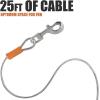 imageBV Dog Tie Out Cable 30 Feet  Heavy Duty Dog Lead Up to 125 Pounds  Reflective ampamp RustFree with Quick Release Swivel Clips ampamp 360 Rotating Clasp  TangleFree Dogs Runner for Yard Red Single90lbs 25ft Silver