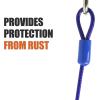 imageBV Dog Tie Out Cable 30 Feet  Heavy Duty Dog Lead Up to 125 Pounds  Reflective ampamp RustFree with Quick Release Swivel Clips ampamp 360 Rotating Clasp  TangleFree Dogs Runner for Yard Red Single60lbs 25ft Blue