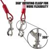 imageBV Dog Tie Out Cable 30 Feet  Heavy Duty Dog Lead Up to 125 Pounds  Reflective ampamp RustFree with Quick Release Swivel Clips ampamp 360 Rotating Clasp  TangleFree Dogs Runner for Yard Red Single125lbs 30ft Red
