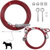 imageBV Dog Tie Out Cable 30 Feet  Heavy Duty Dog Lead Up to 125 Pounds  Reflective ampamp RustFree with Quick Release Swivel Clips ampamp 360 Rotating Clasp  TangleFree Dogs Runner for Yard Red Single125lbs 60ft Trolley