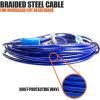 imageBV Dog Tie Out Cable 30 Feet  Heavy Duty Dog Lead Up to 125 Pounds  Reflective ampamp RustFree with Quick Release Swivel Clips ampamp 360 Rotating Clasp  TangleFree Dogs Runner for Yard Red Single60lbs 25ft Blue