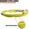 imageBV Dog Tie Out Cable 30 Feet  Heavy Duty Dog Lead Up to 125 Pounds  Reflective ampamp RustFree with Quick Release Swivel Clips ampamp 360 Rotating Clasp  TangleFree Dogs Runner for Yard Red Single35lbs 15ft Yellow