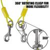 imageBV Dog Tie Out Cable 30 Feet  Heavy Duty Dog Lead Up to 125 Pounds  Reflective ampamp RustFree with Quick Release Swivel Clips ampamp 360 Rotating Clasp  TangleFree Dogs Runner for Yard Red Single35lbs 25ft Yellow