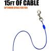 imageBV Dog Tie Out Cable 30 Feet  Heavy Duty Dog Lead Up to 125 Pounds  Reflective ampamp RustFree with Quick Release Swivel Clips ampamp 360 Rotating Clasp  TangleFree Dogs Runner for Yard Red Single60lbs 15ft Blue