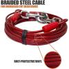 imageBV Dog Tie Out Cable 30 Feet  Heavy Duty Dog Lead Up to 125 Pounds  Reflective ampamp RustFree with Quick Release Swivel Clips ampamp 360 Rotating Clasp  TangleFree Dogs Runner for Yard Red Single125lbs 30ft Red