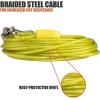 imageBV Dog Tie Out Cable 30 Feet  Heavy Duty Dog Lead Up to 125 Pounds  Reflective ampamp RustFree with Quick Release Swivel Clips ampamp 360 Rotating Clasp  TangleFree Dogs Runner for Yard Red Single35lbs 25ft Yellow