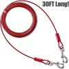 imageBV Dog Tie Out Cable 30 Feet  Heavy Duty Dog Lead Up to 125 Pounds  Reflective ampamp RustFree with Quick Release Swivel Clips ampamp 360 Rotating Clasp  TangleFree Dogs Runner for Yard Red Single125lbs 30ft Red