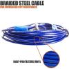 imageBV Dog Tie Out Cable 30 Feet  Heavy Duty Dog Lead Up to 125 Pounds  Reflective ampamp RustFree with Quick Release Swivel Clips ampamp 360 Rotating Clasp  TangleFree Dogs Runner for Yard Red Single60lbs 25ft Blue