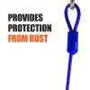 imageBV Dog Tie Out Cable 30 Feet  Heavy Duty Dog Lead Up to 125 Pounds  Reflective ampamp RustFree with Quick Release Swivel Clips ampamp 360 Rotating Clasp  TangleFree Dogs Runner for Yard Red Single60lbs 15ft Blue