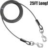 imageBV Dog Tie Out Cable 30 Feet  Heavy Duty Dog Lead Up to 125 Pounds  Reflective ampamp RustFree with Quick Release Swivel Clips ampamp 360 Rotating Clasp  TangleFree Dogs Runner for Yard Red Single250lbs 25ft Grey