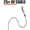 imageBV Dog Tie Out Cable 30 Feet  Heavy Duty Dog Lead Up to 125 Pounds  Reflective ampamp RustFree with Quick Release Swivel Clips ampamp 360 Rotating Clasp  TangleFree Dogs Runner for Yard Red Single60lbs 25ft Blue