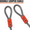 imageBV HeavyDuty 15FT Security Cable with Loops  10mm 38 Inch CutResistant Braided Steel Cable  Versatile ampamp Weatherproof  Security Chain for Padlock Chain Lock Wire LockSingle