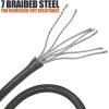 imageBV HeavyDuty 15FT Security Cable with Loops  10mm 38 Inch CutResistant Braided Steel Cable  Versatile ampamp Weatherproof  Security Chain for Padlock Chain Lock Wire LockSingle