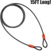 imageBV HeavyDuty 15FT Security Cable with Loops  10mm 38 Inch CutResistant Braided Steel Cable  Versatile ampamp Weatherproof  Security Chain for Padlock Chain Lock Wire LockSingle