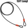 imageBV HeavyDuty 15FT Security Cable with Loops  10mm 38 Inch CutResistant Braided Steel Cable  Versatile ampamp Weatherproof  Security Chain for Padlock Chain Lock Wire LockPair