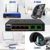 imageBVTech 6 Port PoE Switch 4 PoE Ports with 2 Ethernet Uplink and Extend Function  60W  8023at  1 High Power PoE Port Desktop Fanless Design  Plug ampamp Play  Sturdy Metal HousingGigabit2 Uplinks