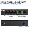 imageBVTech 6 Port PoE Switch 4 PoE Ports with 2 Ethernet Uplink and Extend Function  60W  8023at  1 High Power PoE Port Desktop Fanless Design  Plug ampamp Play  Sturdy Metal HousingGigabit2 Uplinks