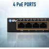 imageBVTech 6 Port PoE Switch 4 PoE Ports with 2 Ethernet Uplink and Extend Function  60W  8023at  1 High Power PoE Port Desktop Fanless Design  Plug ampamp Play  Sturdy Metal HousingGigabit2 Uplinks