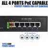 imageBVTech 6 Port PoE Switch 4 PoE Ports with 2 Ethernet Uplink and Extend Function  60W  8023at  1 High Power PoE Port Desktop Fanless Design  Plug ampamp Play  Sturdy Metal HousingPOESW501G