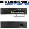 imageBVTech 6 Port PoE Switch 4 PoE Ports with 2 Ethernet Uplink and Extend Function  60W  8023at  1 High Power PoE Port Desktop Fanless Design  Plug ampamp Play  Sturdy Metal HousingPOESW501G