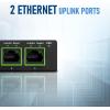 imageBVTech 6 Port PoE Switch 4 PoE Ports with 2 Ethernet Uplink and Extend Function  60W  8023at  1 High Power PoE Port Desktop Fanless Design  Plug ampamp Play  Sturdy Metal HousingGigabit2 Uplinks