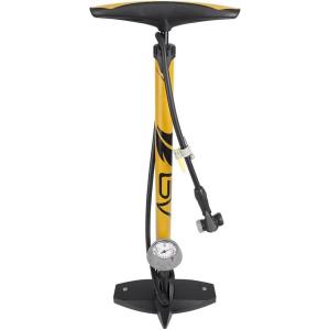 imageBV Bicycle Pump Durable Bike Floor Pump 1724 inch Smart Valve Head 160 psi Automatically Reversible Presta and SchraderDark Yellow