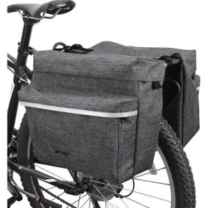 imageBV 26L Rear Bike Bag  Bike Saddle Bag with 4 Zippered Compartments ampamp Adjustable Hooks  WaterResistant Bike Bags for Bicycles with Reflective Trim Taillight Hanger ampamp Handle  Fits Most RacksGray