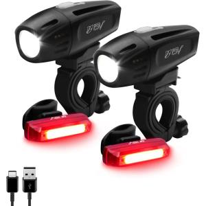imageBV Bike Lights Super Bright with 5 LED Bike Headlight ampamp 3 LED Rear Bike Lights for Night Riding with QuickRelease Waterproof Bicycle Light Set Bike Accessories Bicycle Accessories FlashlightRechargeable  Pair