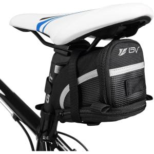 imageBV StrapOn Bike Bag with Reflective Material  Capacious Saddle Bag with Seperate Divider for Small Items ampamp Room for All Your Essentials  Bike Pouch with Taillight Hanger for Maximum SafetyLarge