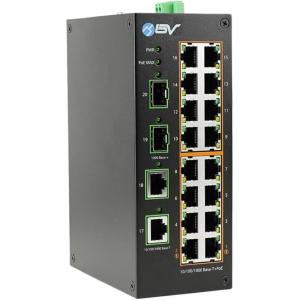 imageBVTech 8 Port PoE Switch with 1 Gigabit Uplink and Industrial DIN Rail  Power Over Ethernet Network Switch for IP Cameras VoIP Phones Wireless APs  IEEE8023afat Wide Temperature RangePOESW1604GDIN