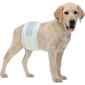 imageBV Dog Wraps Male Medium Waist 1323in Super Absorbent  50 Count Disposable  Doggie Diapers with Wetness Indicator  Adjustable Male Dog Wraps  Ideal for IncontinenceTraining